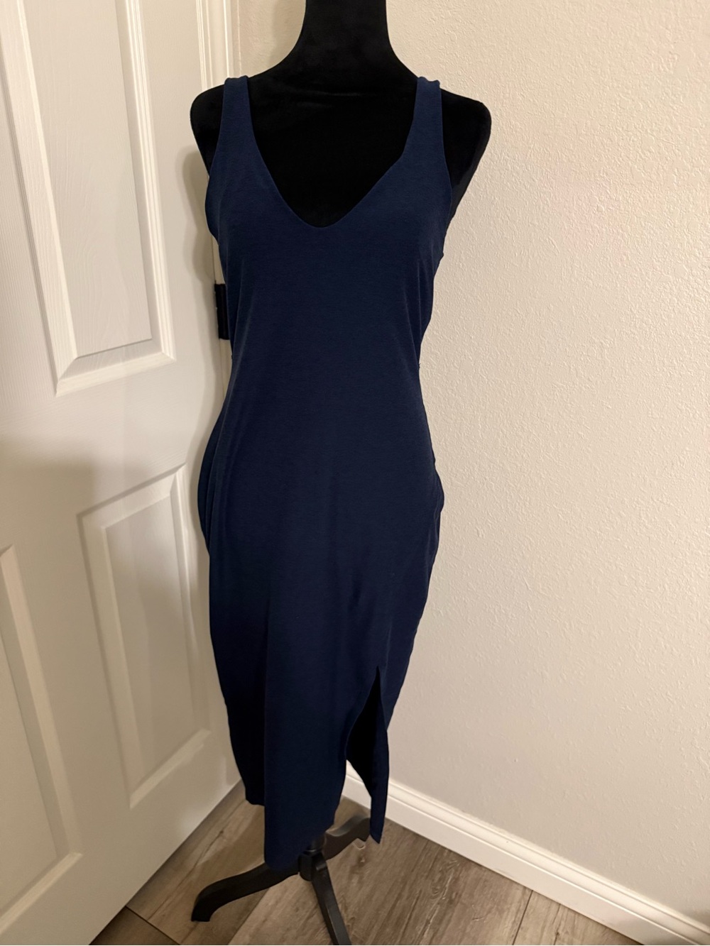 Beyond Yoga Navy V-Neck Midi Tank Dress